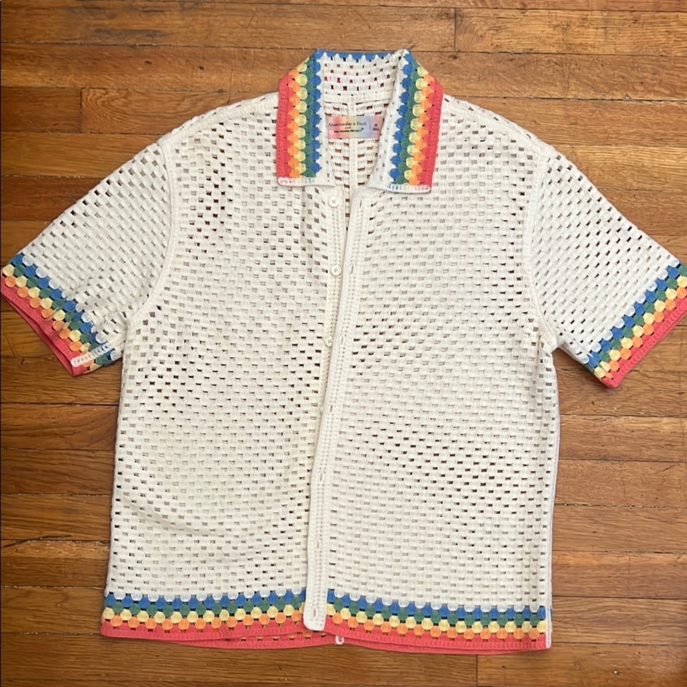 Vintage Crochet Button-Up Shirt